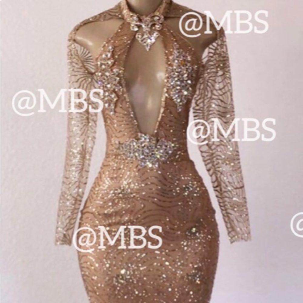 Gold diamond prom dress